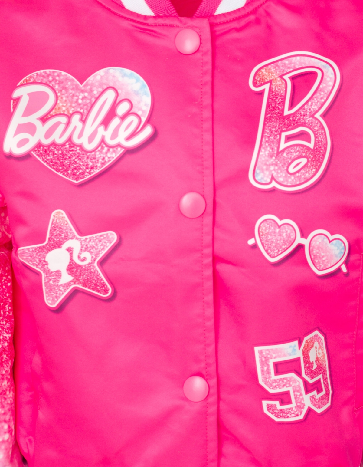 Barbie Girls Varsity Bomber Jacket Little Kid to Big Kid Sizes (4 - 14-16) - glitter