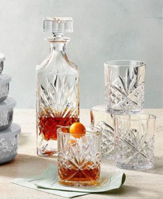 Dublin Crystal 5-Piece Decanter Whiskey &amp; Double Old-Fashion Set