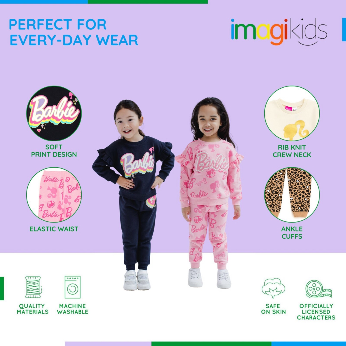 Barbie Girls Fleece Sweatshirt and Jogger Pants Outfit Set Newborn to (0-3 Months - 14-16)