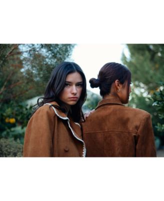 En Saison Women's Logan Faux-Suede Belted Trench Coat - Macy's