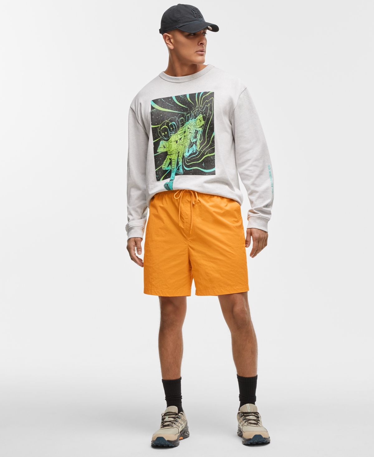 Men's Solid Ripstop Shorts, Exclusively at Macy's - Mango Sorbet