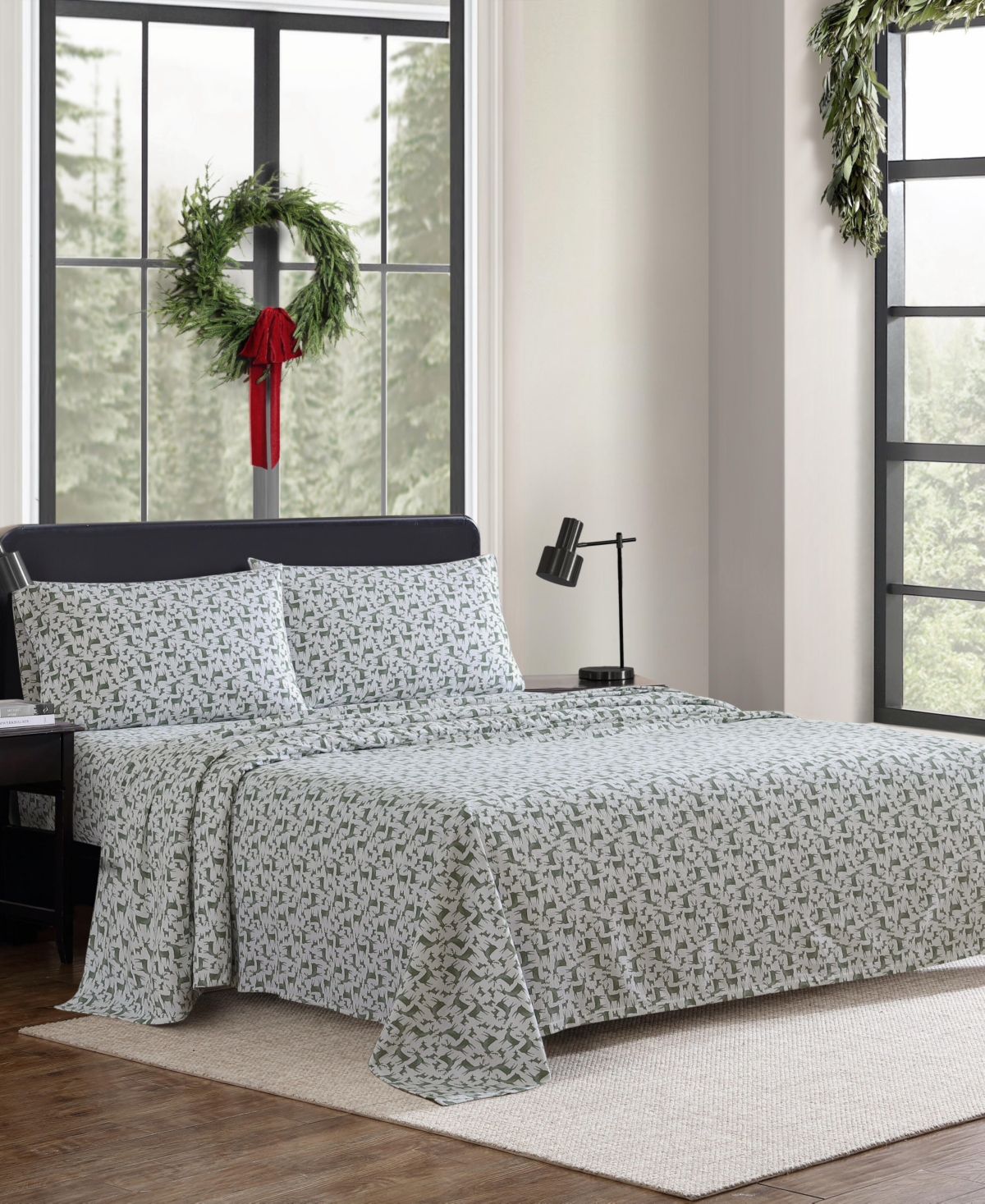 Eddie Bauer Holiday Cotton Flannel 4 Pc. Sheet Set, Queen In Deer Camp