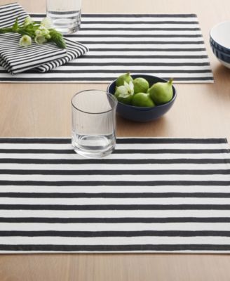 Hand Painted Shirting Stripe Placemat 13" x 19", Set of 4
