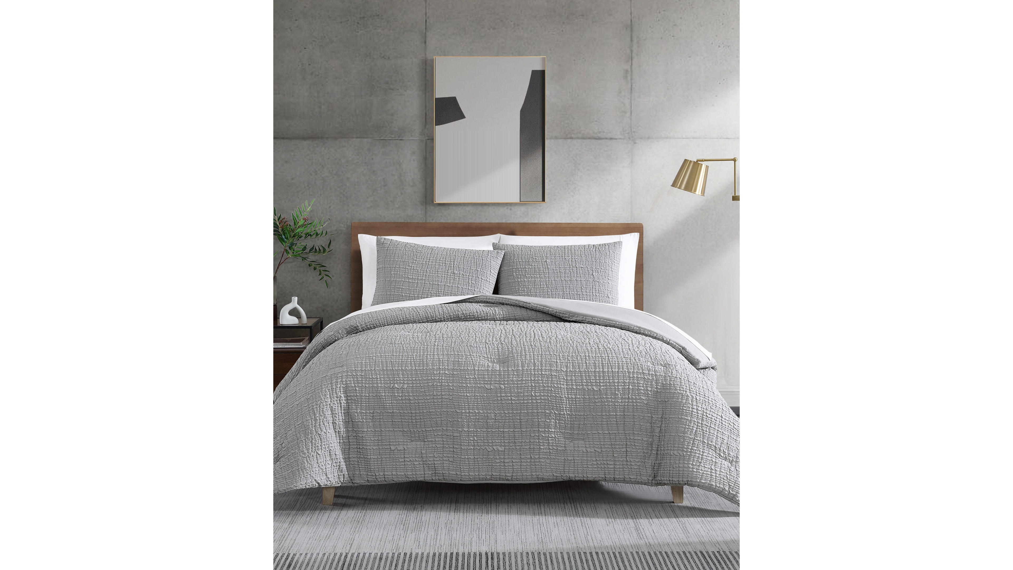 Kenneth Cole New York Serenity Wavy Lines Embossed 3-Pc. Duvet Cover Set, King