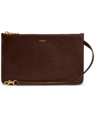 COACH Natural Grain Leather Small Zip Pouch - Macy's