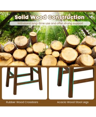 Woven Saddle Stools Set of 2 25.5'' Faux PU Leather Counter Height Kitchen Stool