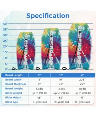 37" Lightweight Body Board with EPS Core XPE Deck HDPE Bottom Crescent Tail