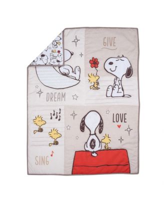 Snoopy Love 3-Piece Infant Baby Nursery Crib Bedding Set