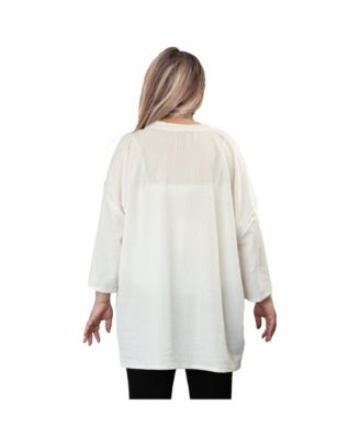 Plus Size Drop Shoulder Crew Neck Tops