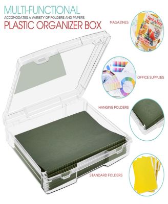 Single-Piece Wide Hanging File Organizer Bin Clear Plastic Stackable for Document Storage