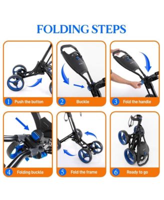 Foldable 4-Wheel Golf Push Cart, AI Frame Trolley