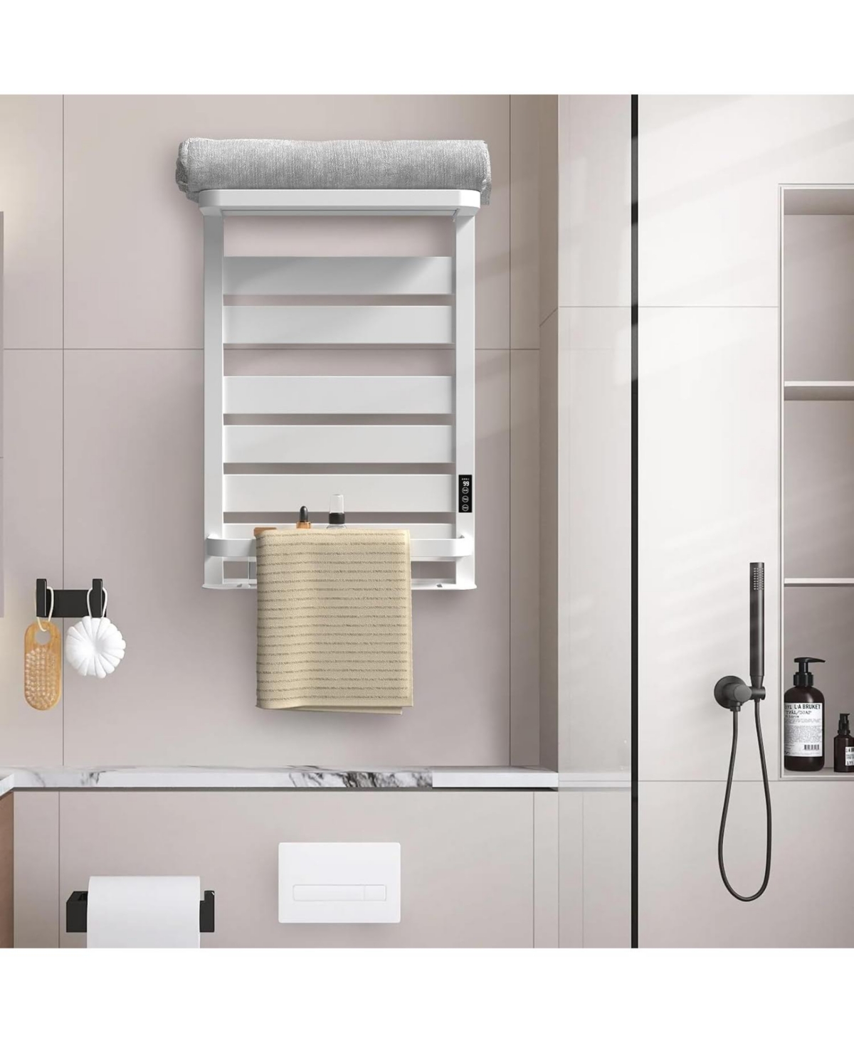 Lalahoo Towel Warmer Rack,6 Bars Wall MountingTowel Warmers for Bathroom with 2 Heating Modes,20