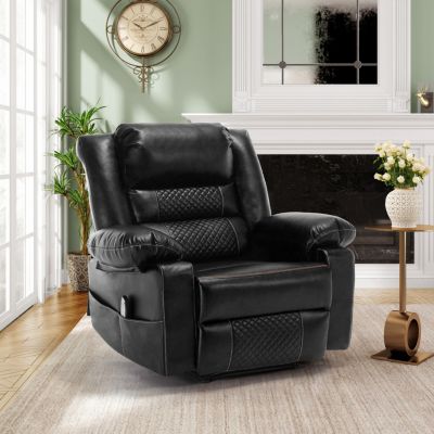 Leather Massage Recliner with Breathable Fabric