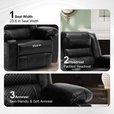 Leather Massage Recliner with Breathable Fabric