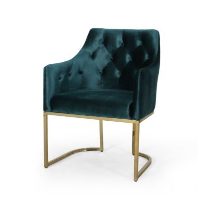 Luxurious Velvet Club Chair U-Base, Tufted Elegance, Iron Strength