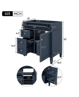 30" Bathroom Vanity without Top Sink, Modern Bathroom Storage Cabinet with 2 Drawers and a Tip-out Drawer (NOT INCLUDE BASIN)