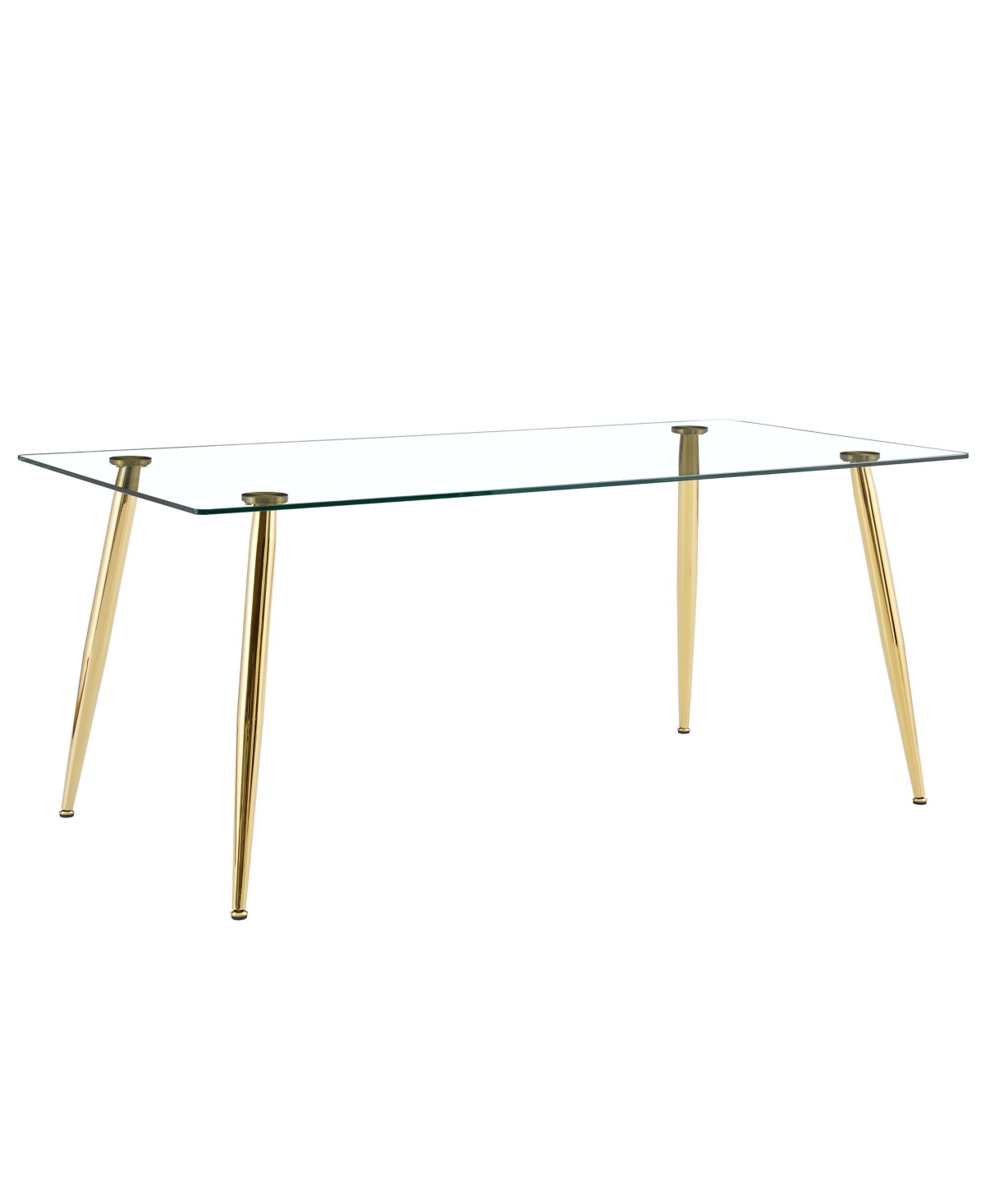 Streamdale Furniture Table and chair set.Modern rectangular glass dining table with tempered glass countertop and golden metal legs, paired with multi