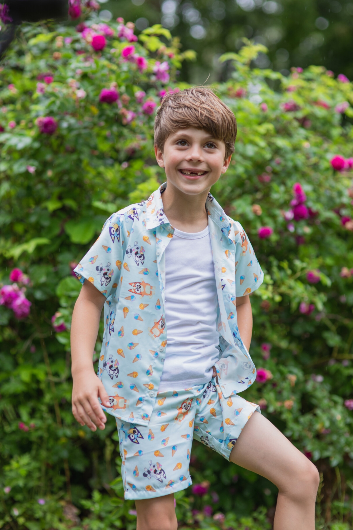 Bluey Toddler Boys Hawaiian Button Down Shirt and Shorts