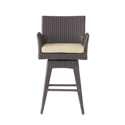 Streamdale Modern Wicker Swivel Barstool with Tapered Legs