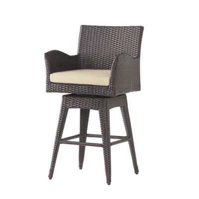 Streamdale Modern Wicker Swivel Barstool with Tapered Legs