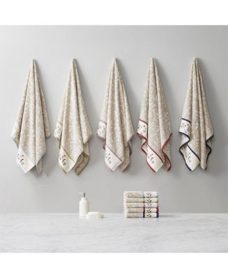 Embroidered Cotton Jacquard 6 Piece Towel Set