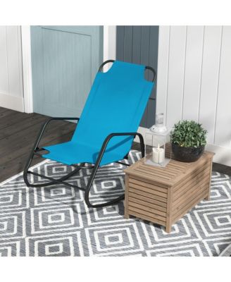 Garden Rocking Chair, Outdoor Indoor Sling Fabric Rocker for Patio, Balcony, Porch, Light Blue