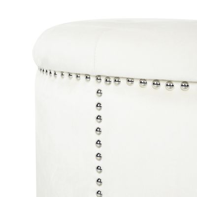 Luxurious Velvet Ottoman with Studded Rim for Comfort and Style