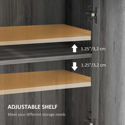 Farmhouse Barn Door Accent Cabinet, Kitchen Sideboard Storage Cabinet with Double Doors, Drawer, and Adjustable Shelf for Bedroom, Living Room, Gray