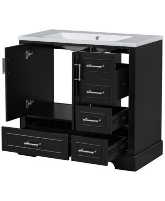 36" Black Traditional Vanity with Resin Sink Combo