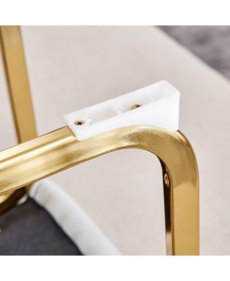 Table and chair set.Modern rectangular dining table with black textured stickers glass tabletop and gold plated metal legs.Paired with 6 comfortable chairs with PU seats and golden metal legs.