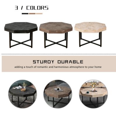 Streamdale Octagonal Vintage Farmhouse Coffee Table with Metal Legs