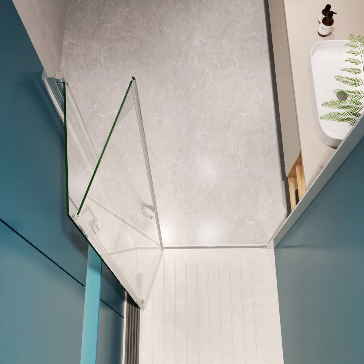 1 3/8" adjustment, universal pivot shower door, with 1/4" tempered glass