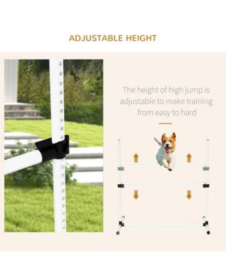 6 Piece Dog Agility Training Equipment for Dog Agility Course with Adjustable Height Jump Bars, Included Carry Bag, & Displacing Top Bar, White