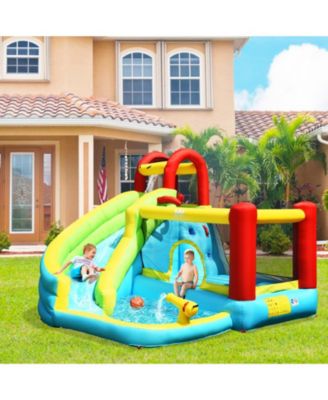 6-in-1 Inflatable Bounce House with Climbing Wall and Basketball Hoop without Blower