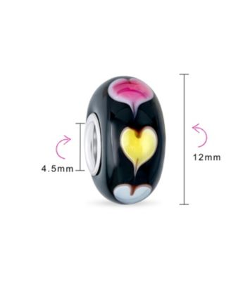 Murano Glass Charm Bead Heart Love Pink Red White for European Bracelet