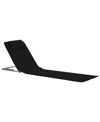 Beach Chair Set of 2 Black Polyester fabric and steel frame Large