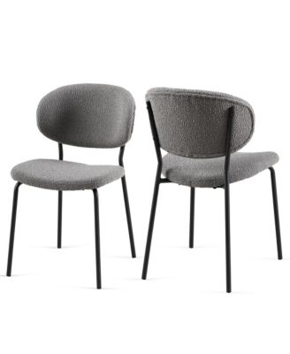 Grey Boucle Dining Chairs (Set of 2)