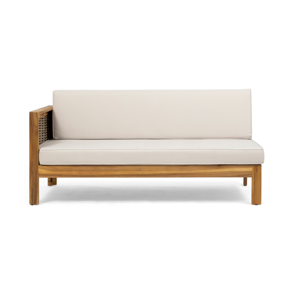 Streamdale Furniture Linwood 3-Piece Wood And Pe Rattan Coversation Sectional Seating Set,- Beige