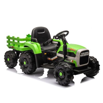 Ride on Tractor2.0 with Trailer,24V Battery Powered Electric Tractor Toy, 200w2motor 1.86-4.97MPH/Remote Control, electric car for kids, Three speed adjustable, USB, MP3, Bluetooth, LED light, safety
