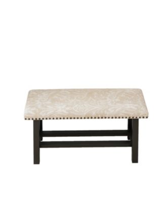 39" Vintage, Linen with Upholstered Bench Seat, Rustic Wood Legs for Bedroom, Living Room, Beige