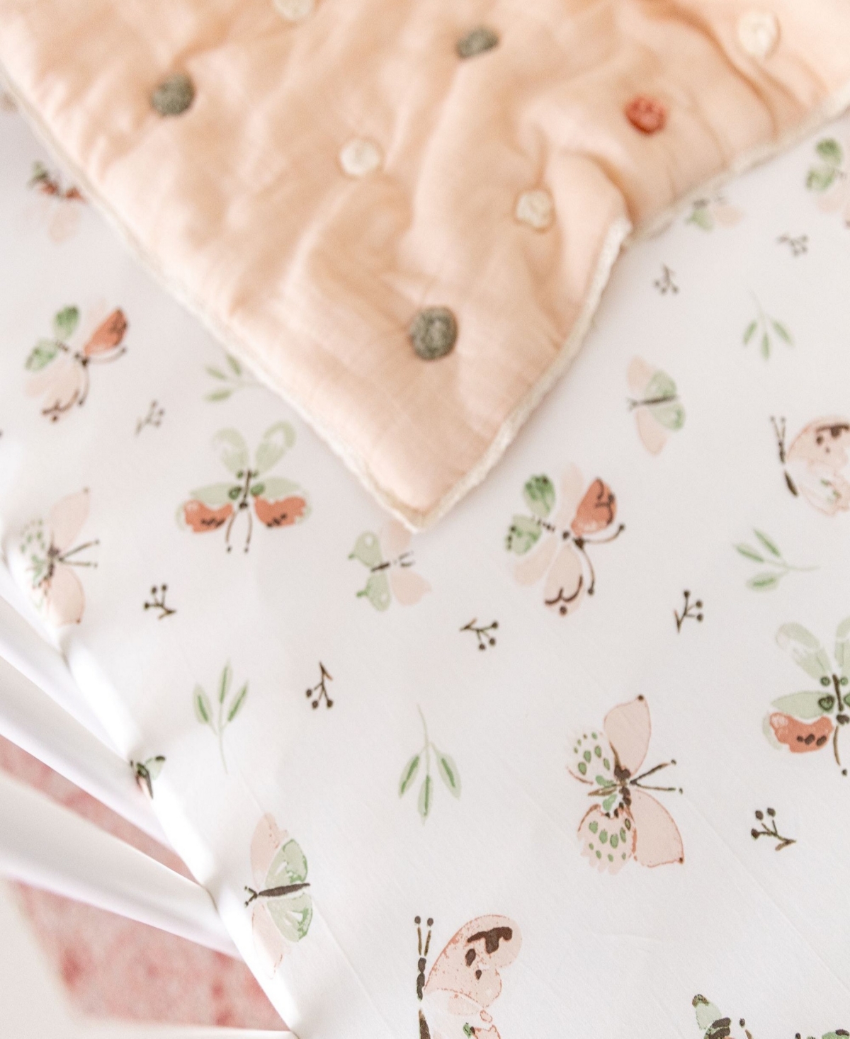 Crane Baby Infants Parker Fitted Butterfly Crib Sheet In Beige