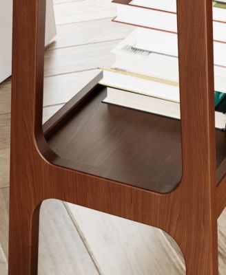 Retro Slate Side Table with Shelf, Small End Table for Small Spaces