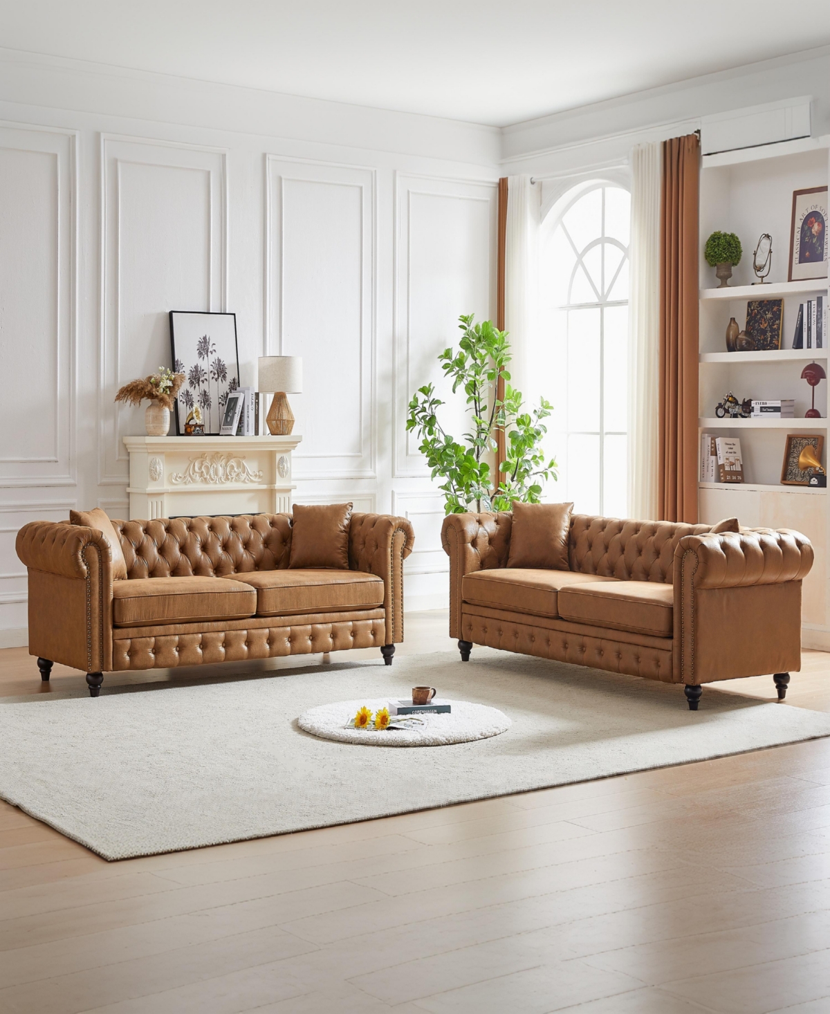 Streamdale Furniture 3 Seats + 3 Seats Combo Sofa Modern living room sofa with solid wood frame and wooden feet, 4 cushions, apartment sofa furniture