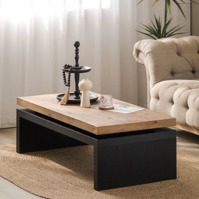 Wood 2-Tier Living Room Coffee Table