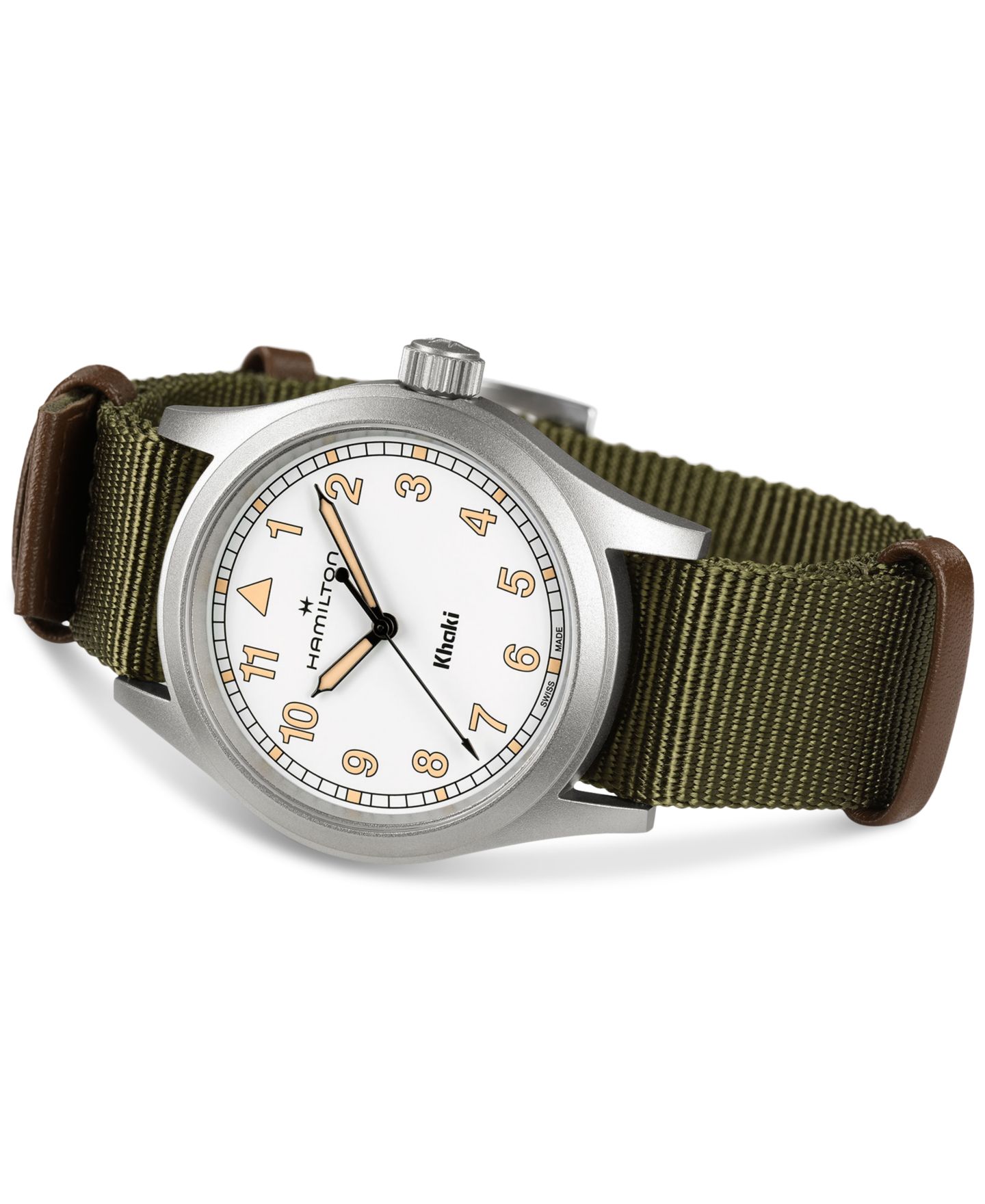 Мужские часы Hamilton Swiss Khaki Field Green Textile Strap Watch 38mm — фото 3