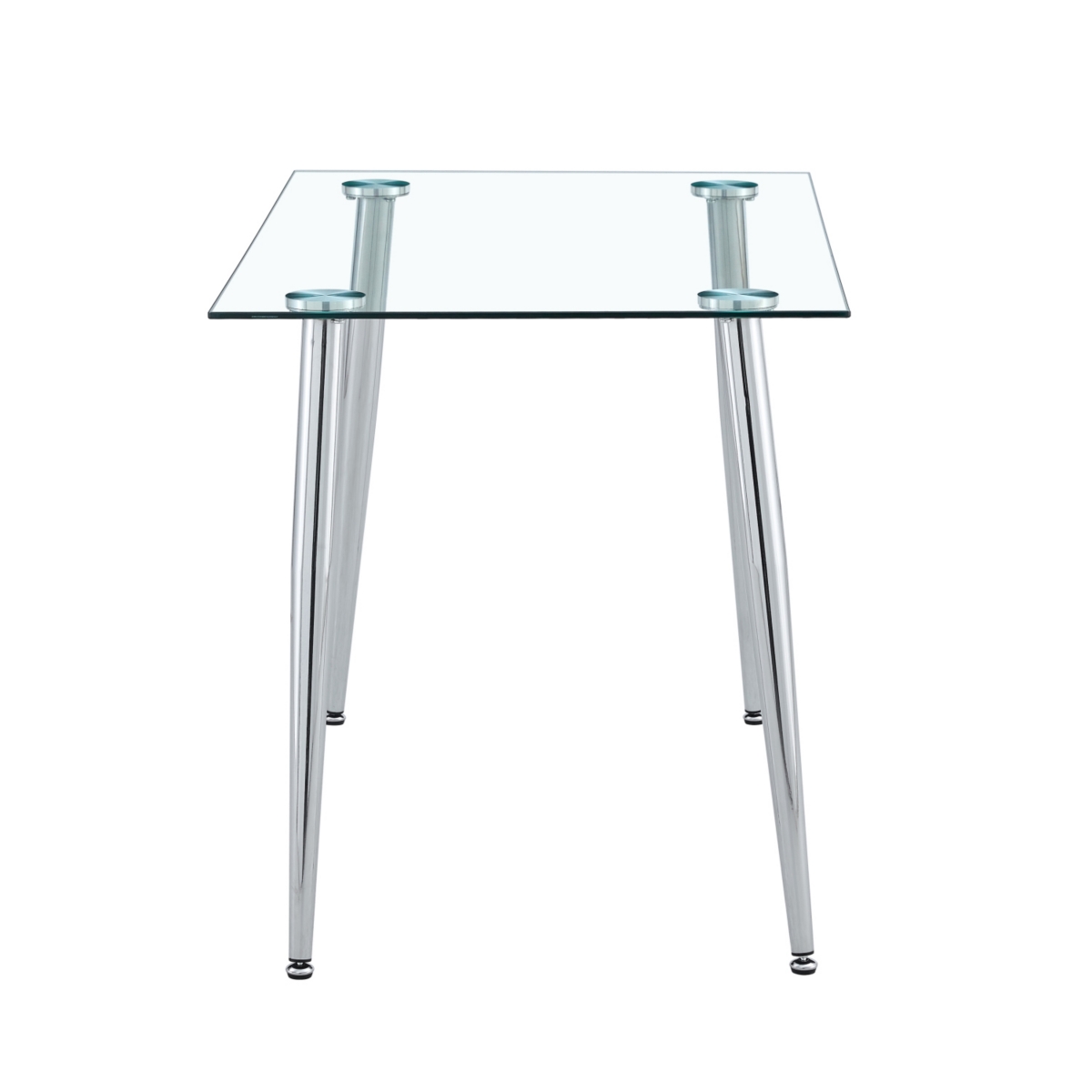 Streamdale Furniture Sleek Glass Dining Table for 4 with Durable Metal and Wood Legs - Silver+clear