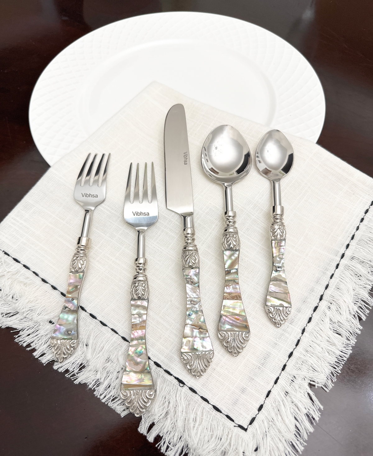 Vibhsa Cultured 20-Pc. Flatware Set, Serving for 4 - Silver and Multi Color Finish