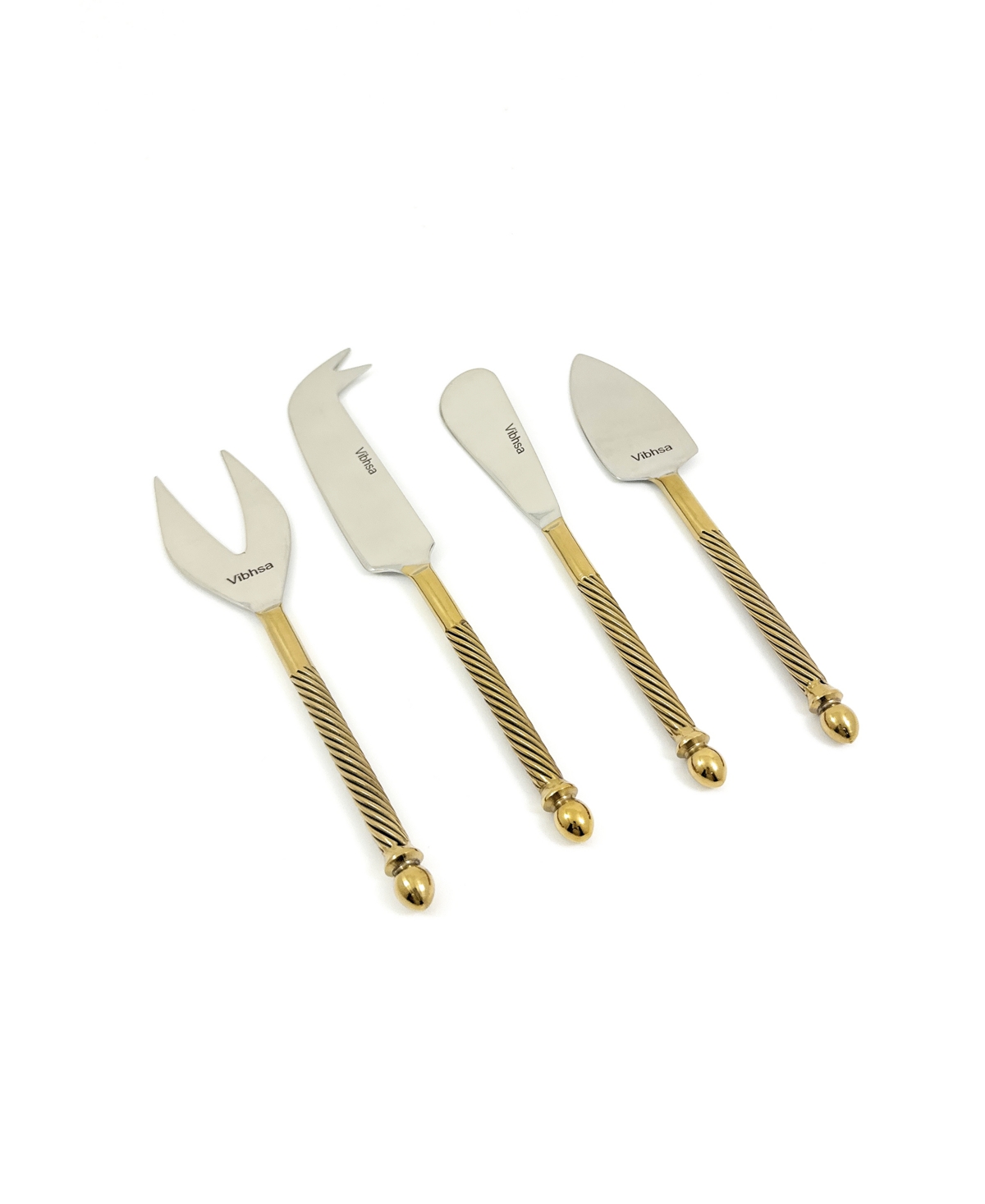 Vibhsa Swirl 4-pc. Cheese Knives Set, Serving For 4 In Golden And Silver Finish