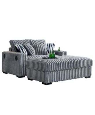 1 Pc. Upholstered Comfy Sleeper with Back & Toss Pillows, Bluetooth Speaker & Wireless Charger Loveseat with Ottoman