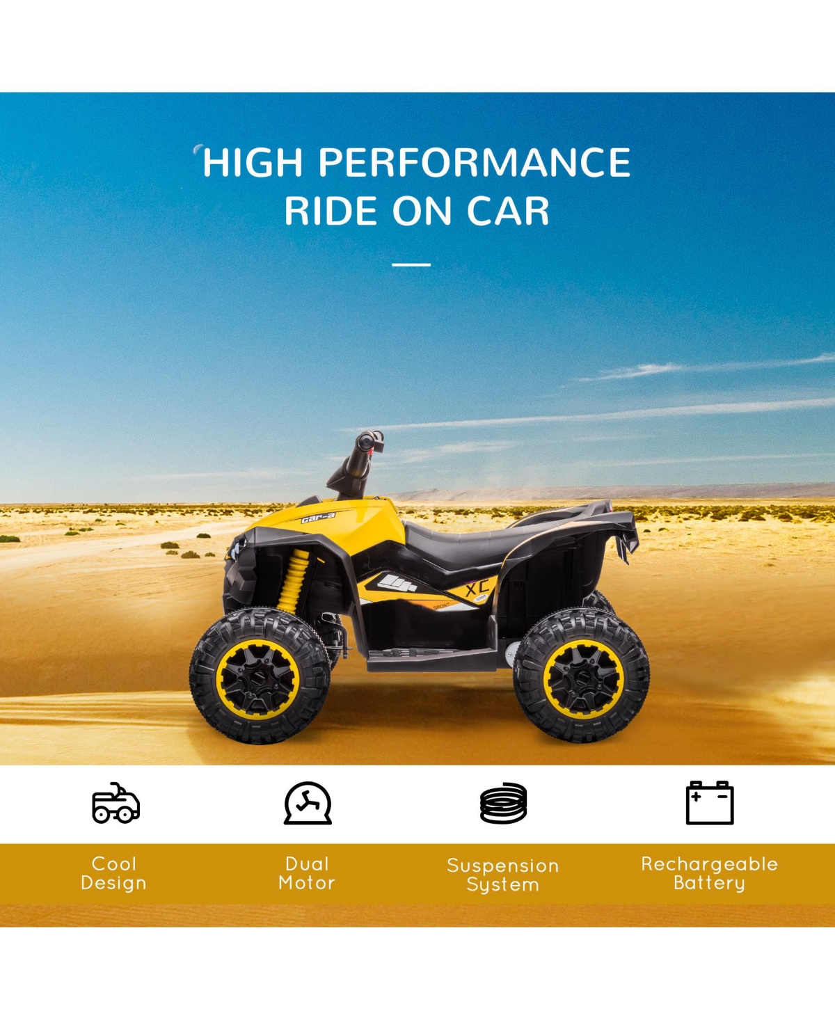 Streamdale Furniture 12V Kids Atv Quad Car with Forward & Backward Function, Four Wheeler for Kids with Wear-Resistant Wheels, Music, Electric Ride-on
